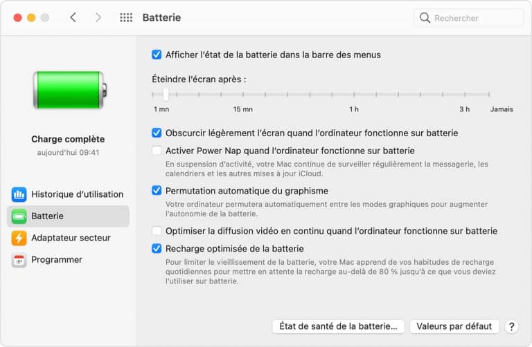 recharge optimisée batterie