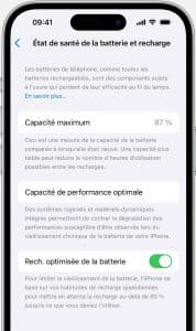état de santé de la batterie