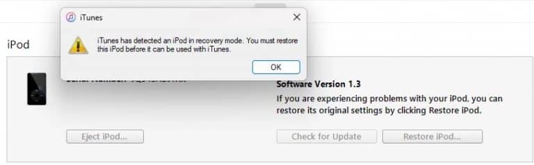 Message erreur iTune