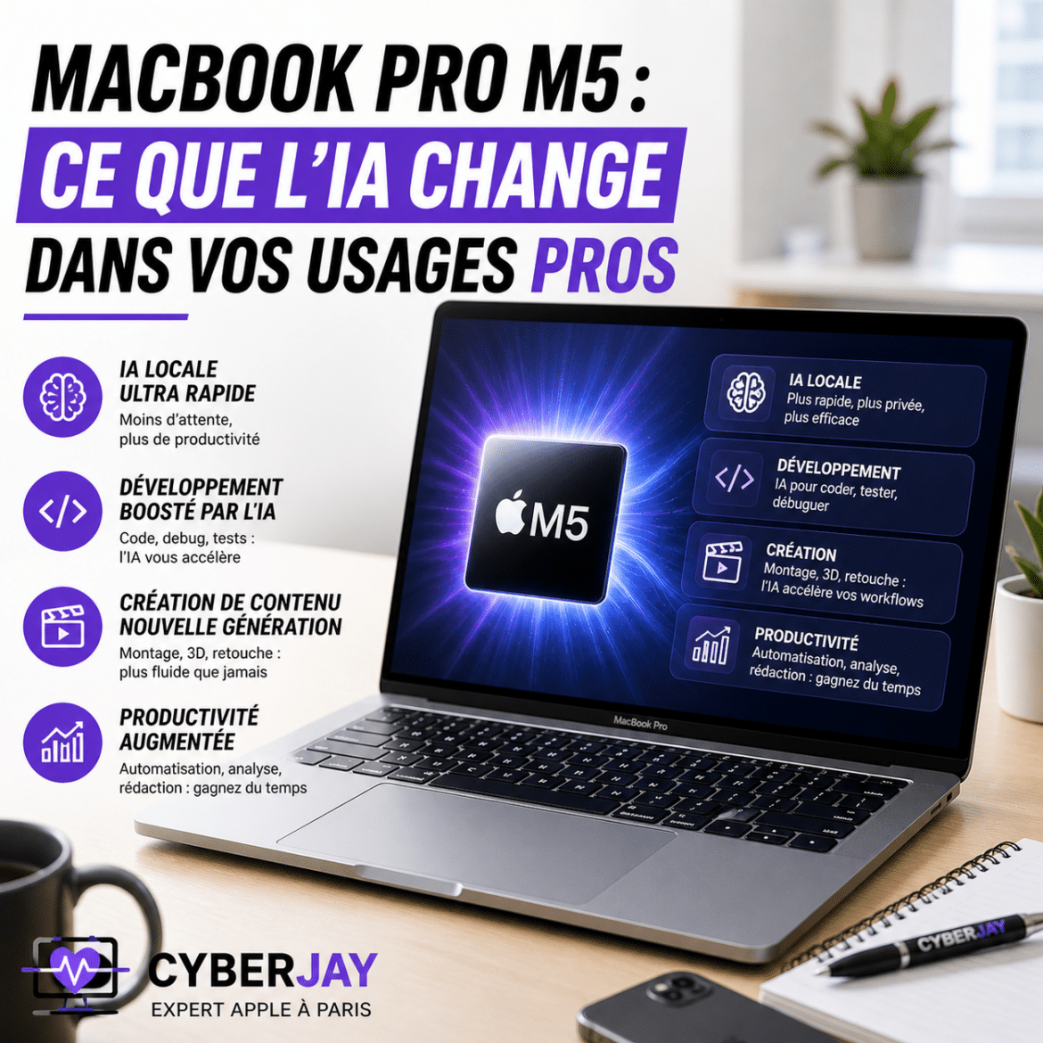 MacBook Pro M5 : ce que l’IA change dans vos usages pros
