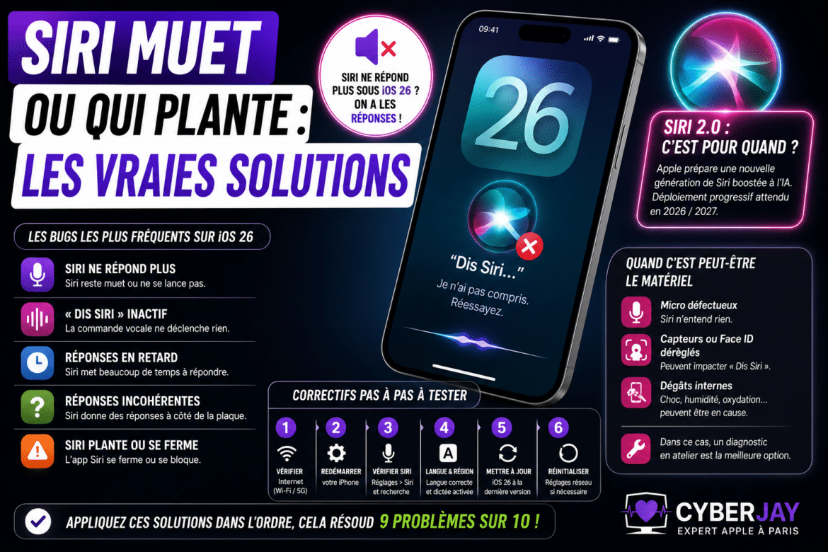 Siri muet ou qui plante : les vraies solutions