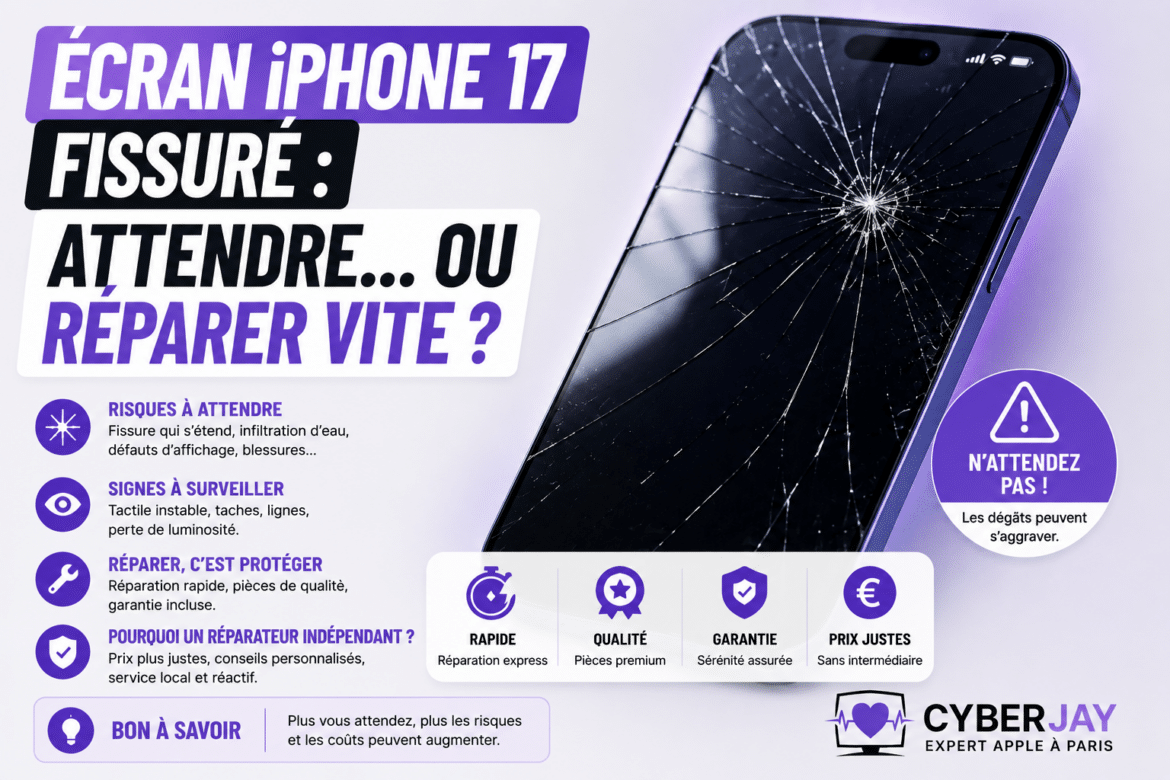 Écran iPhone 17 fissuré : attendre… ou réparer vite ?