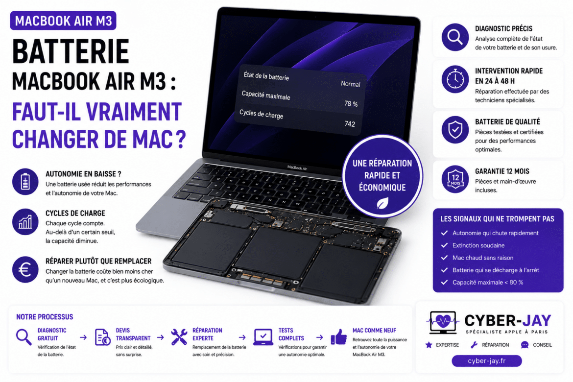 Batterie MacBook Air M3 : faut-il vraiment changer de Mac ?