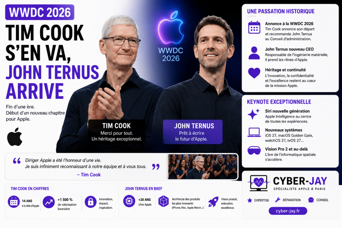 WWDC 2026 : Tim Cook s&rsquo;en va, John Ternus arrive