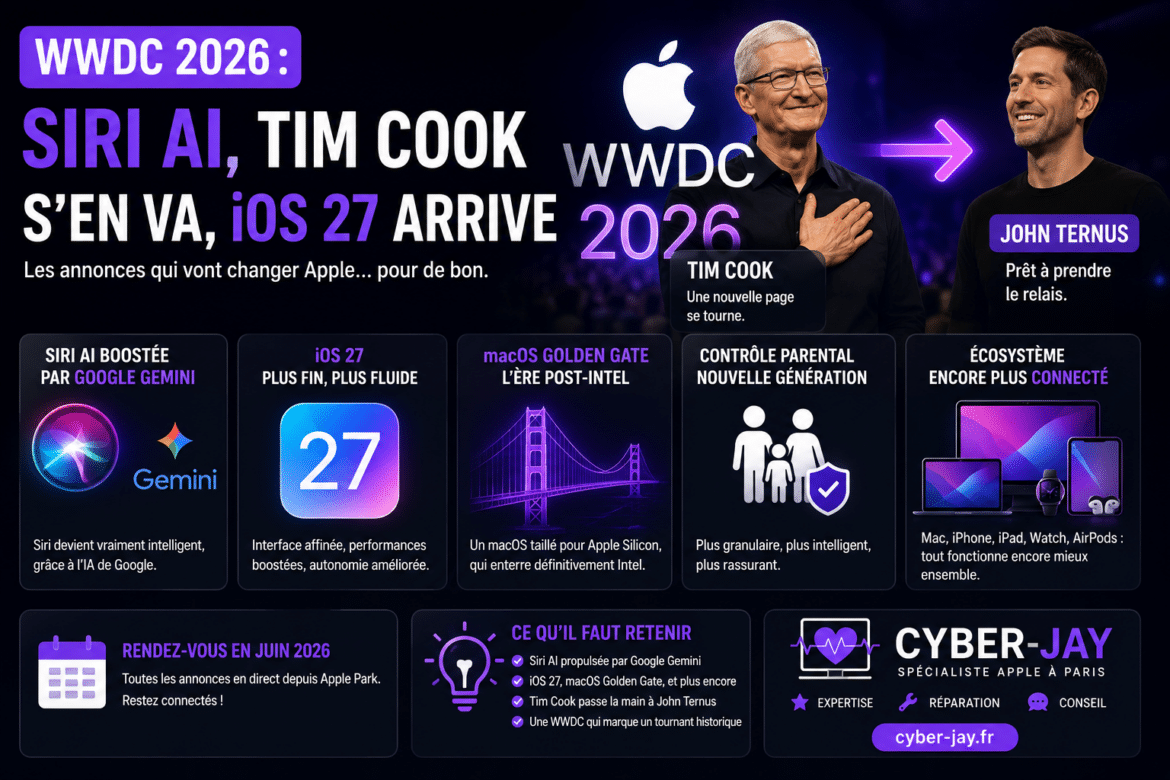 WWDC 2026 : Siri AI, Tim Cook s’en va, iOS 27 arrive