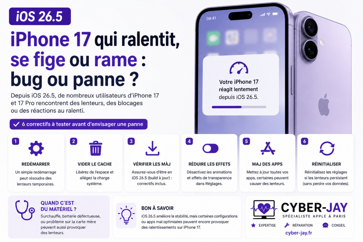 iOS 26.5 : saccades sur iPhone 17, bug ou panne ?