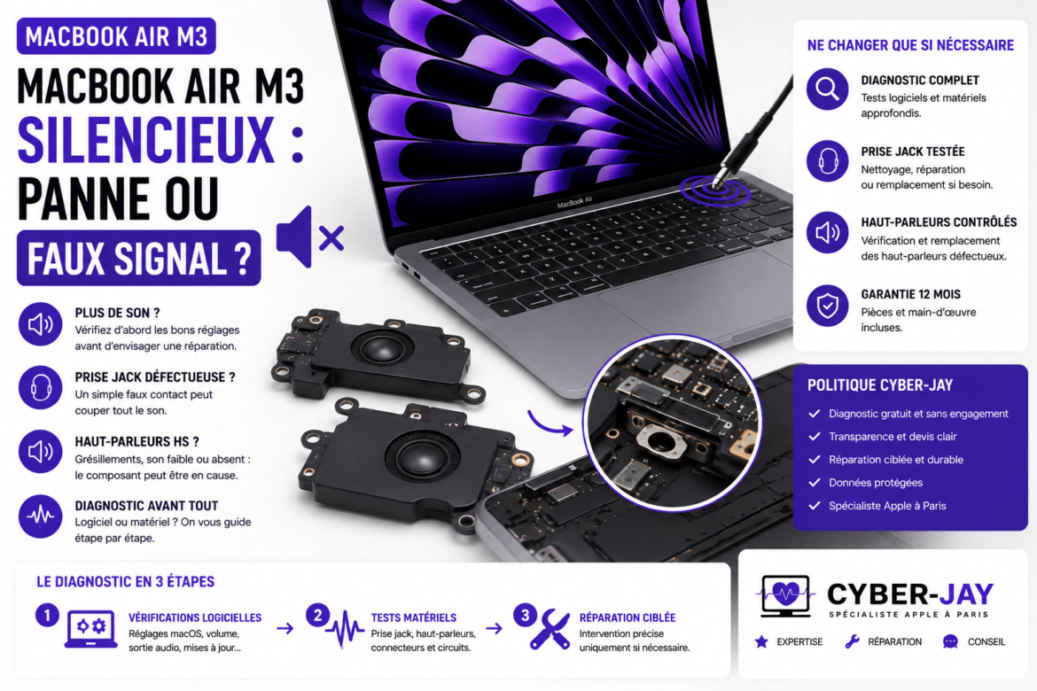 MacBook Air M3 silencieux : panne ou faux signal ?