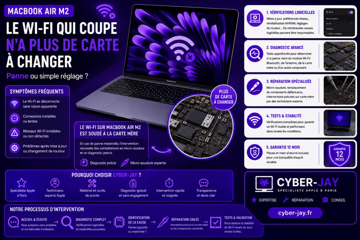 MacBook Air M2 : le Wi-Fi qui coupe n&rsquo;a plus de carte à changer