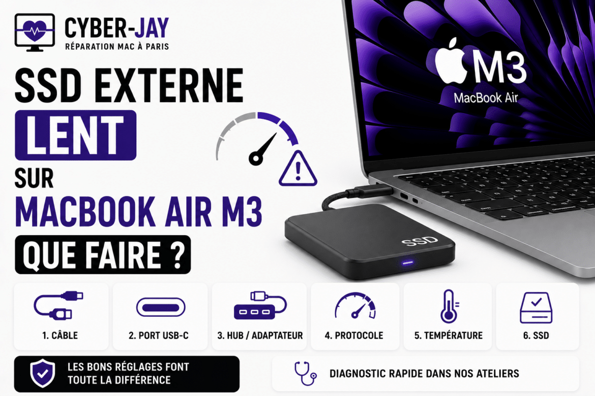 SSD externe lent sur MacBook Air M3 : que faire ?