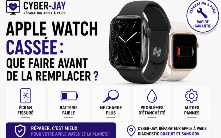 Apple Watch écran cassé Paris