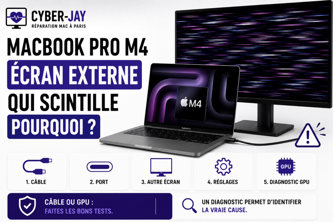 Écran externe qui scintille sur M4