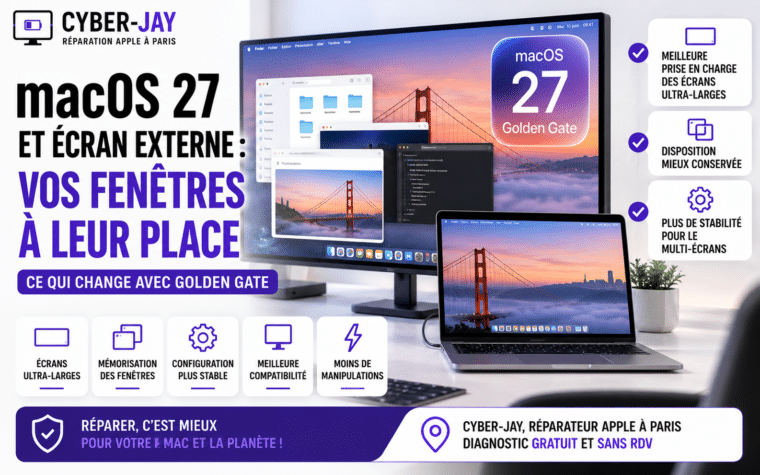 macOS 27 et écran externe : vos fenêtres à leur place