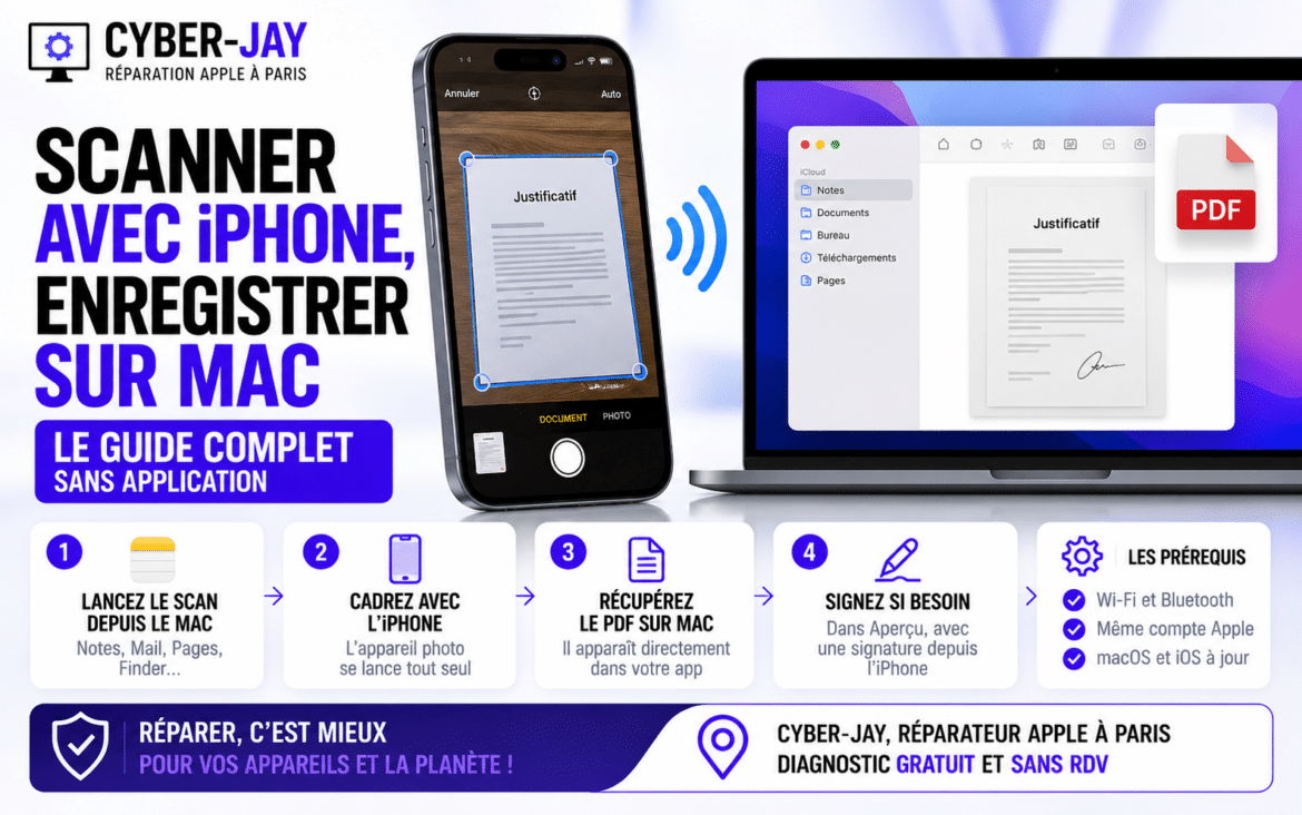 Scanner avec iPhone, enregistrer sur Mac
