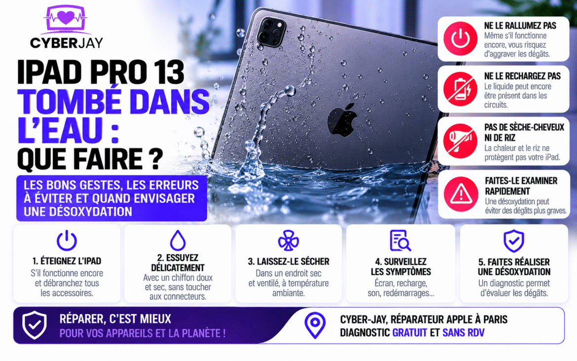iPad Pro 13 tombé dans l’eau : que faire ?